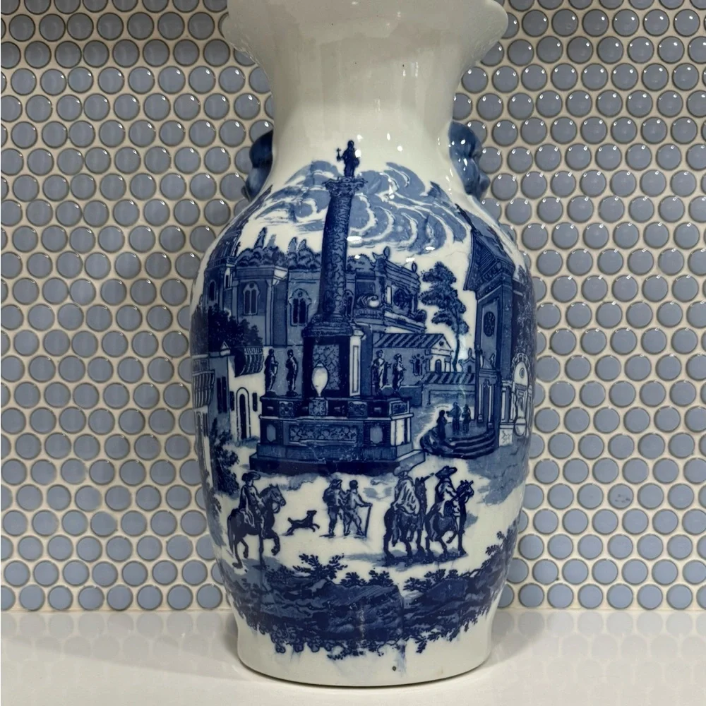 Victoria Ware Blue and White Chinoiserie Vase|Vintage Chinoiserie Vase